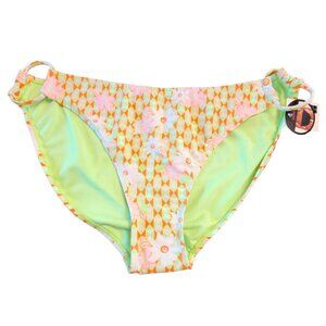 Bikini Swimsuit Bottom Neon Green and Orange Floral Juniors XL 15-17 JH1714